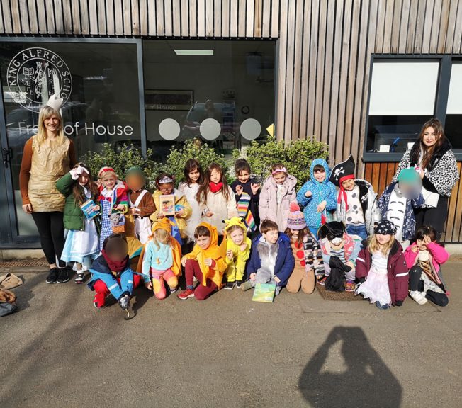 pupils wearing world book day costumes