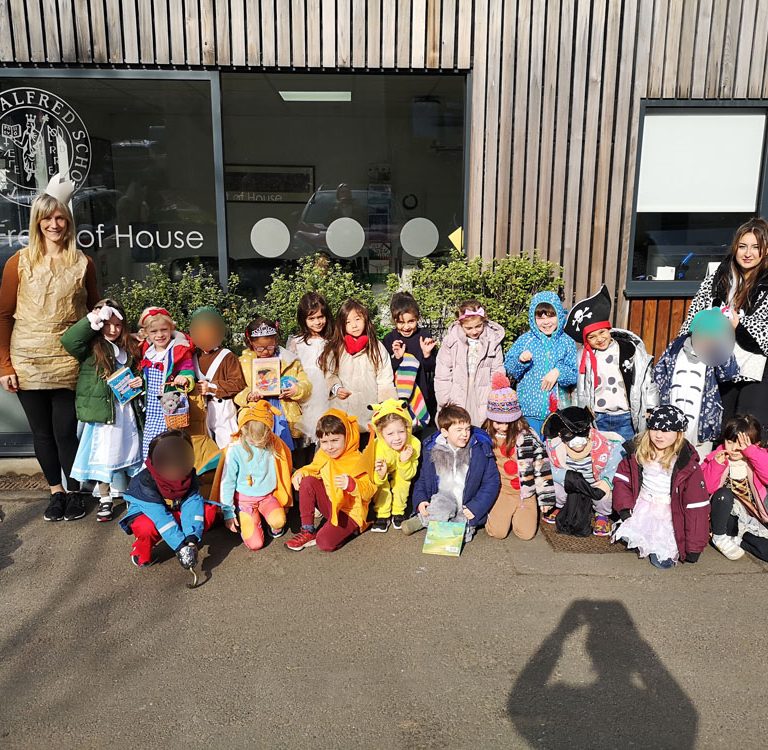 pupils wearing world book day costumes
