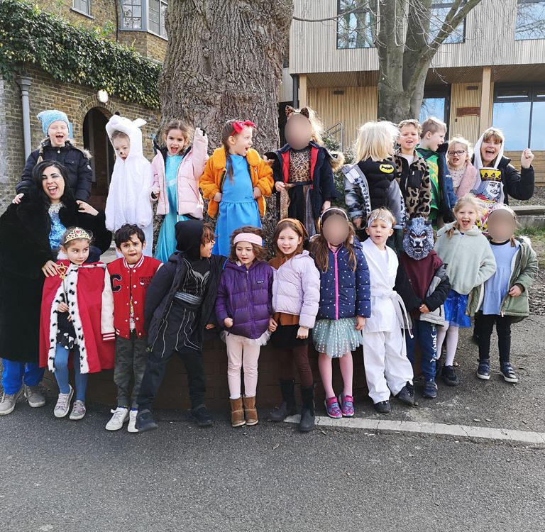 pupils wearing world book day costumes