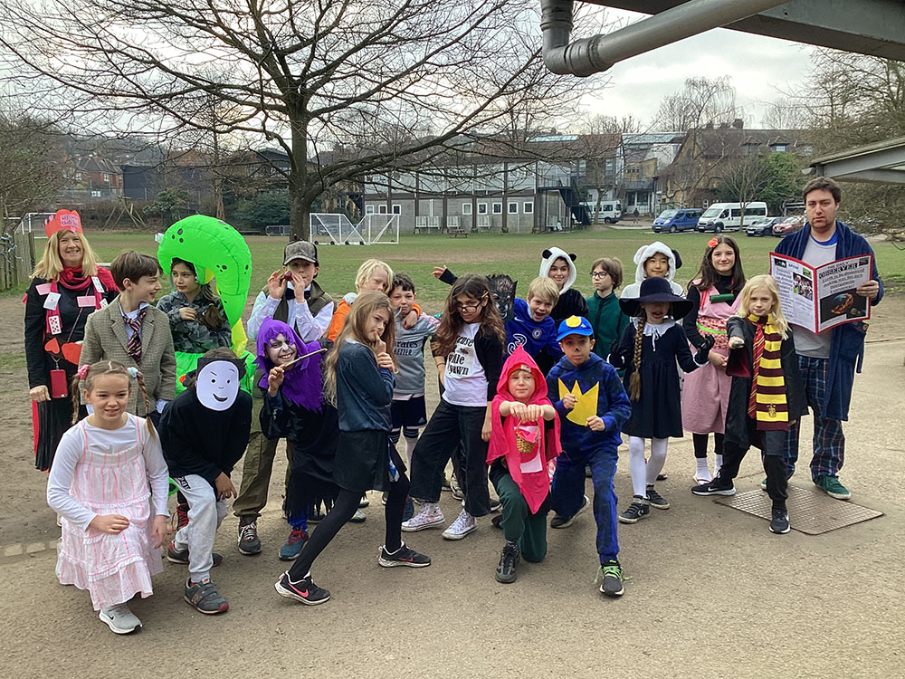 people wearing world book day costumes