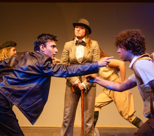 Students who are part of the UAL Level 3 Extended Diploma in Performance and Production Arts on stage performing A Midsummer Night's Dream