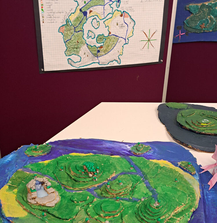 A display of 2D and 3D maps by Year 7 students at The King Alfred School