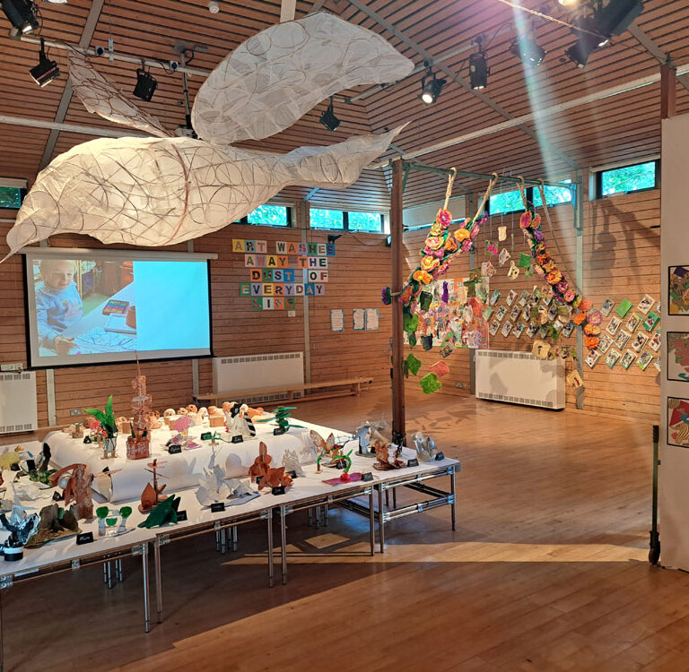 The Lower School Hall transformed into an art gallery