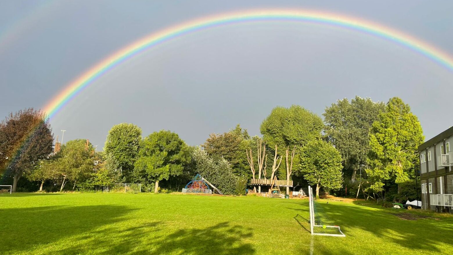 A rainbow over the field at The King Alfred School